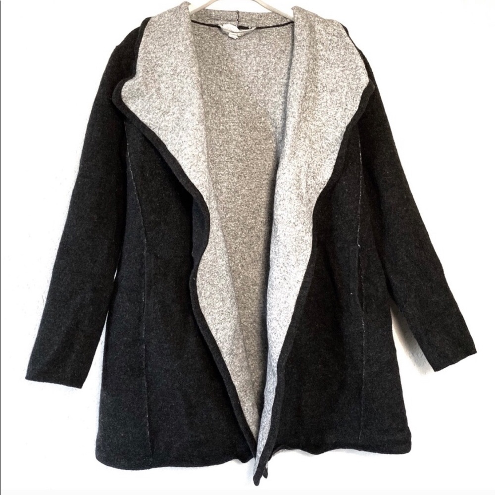 Eileen Fisher Dark Gray Wool Open Sweater Medium